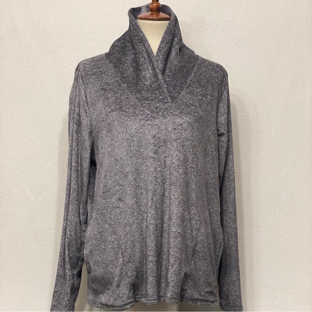 Cuddl Duds Gray Long Sleeve Cowl Neck Cozy Pullover Top Size XL
